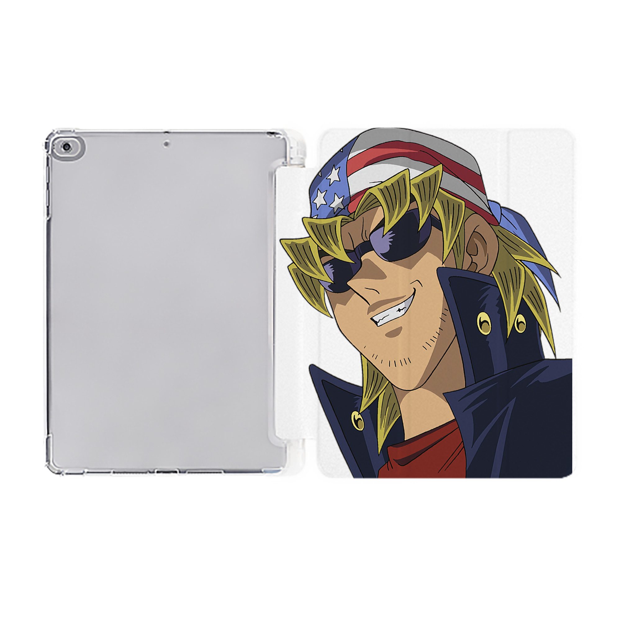 （画像用） 遊☆戯☆王 Yu-Gi-Oh! IPad ケース ペン収納付き 三つ折りスタンド PUレザー×シリコン 対応機種9.5/10.5/10.9インチ